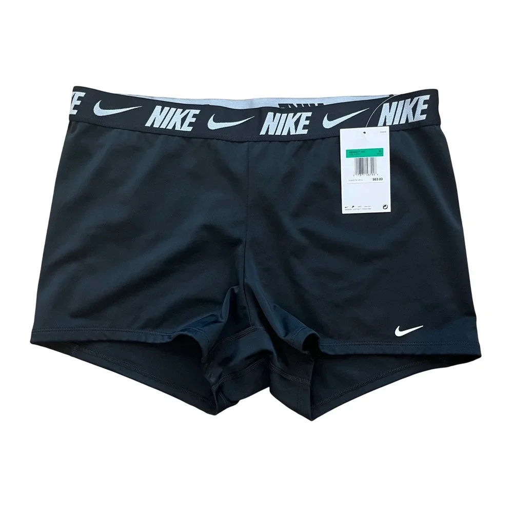 Nike Swim Kick Short Womens XL‎ Black Athletic Swimsuit Bottoms NESSG277-001